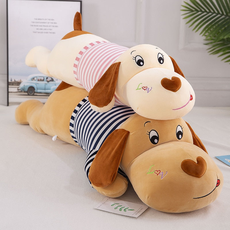50-130cm New Soft Body Couple Striped Big Dog Doll Stuffed Animal Home Decoration Sofa Pillow Children Girl Holiday Gift Toys