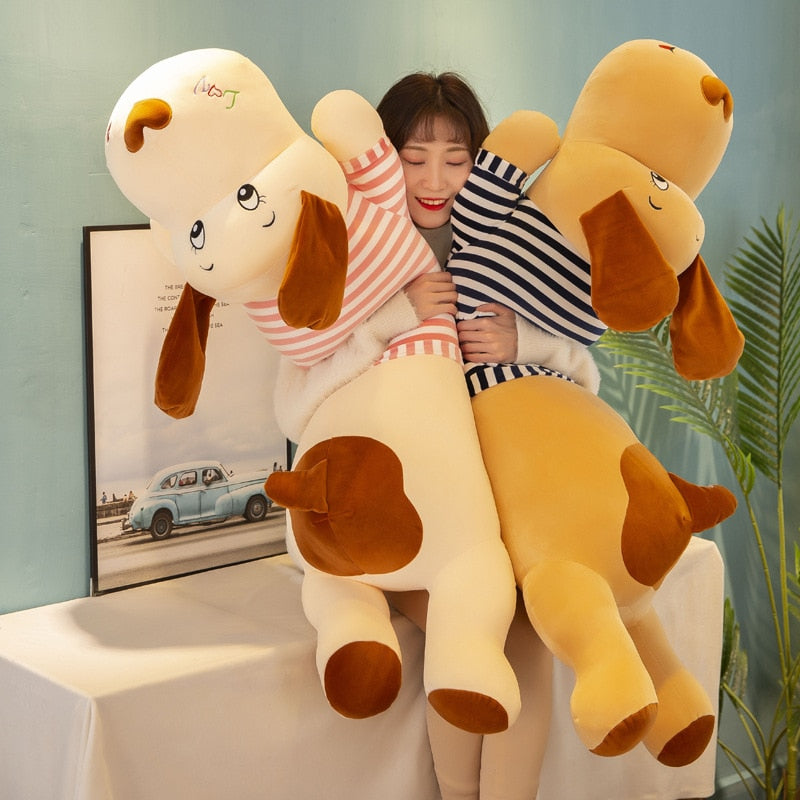 50-130cm New Soft Body Couple Striped Big Dog Doll Stuffed Animal Home Decoration Sofa Pillow Children Girl Holiday Gift Toys