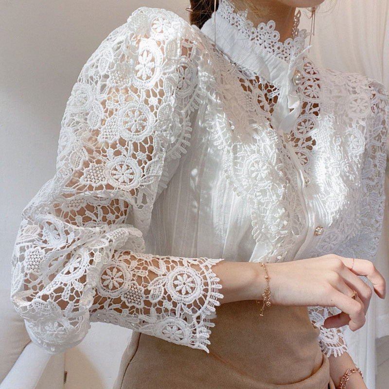 Lily Petal Sleeve Lace Blouse