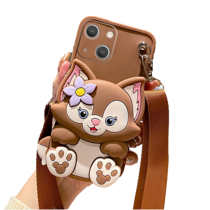 Animal Wallet Lanyard Phone Case