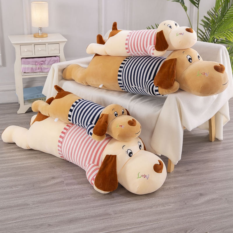50-130cm New Soft Body Couple Striped Big Dog Doll Stuffed    Animal Home Decoration Sofa Pillow Children Girl Holiday Gift Toys