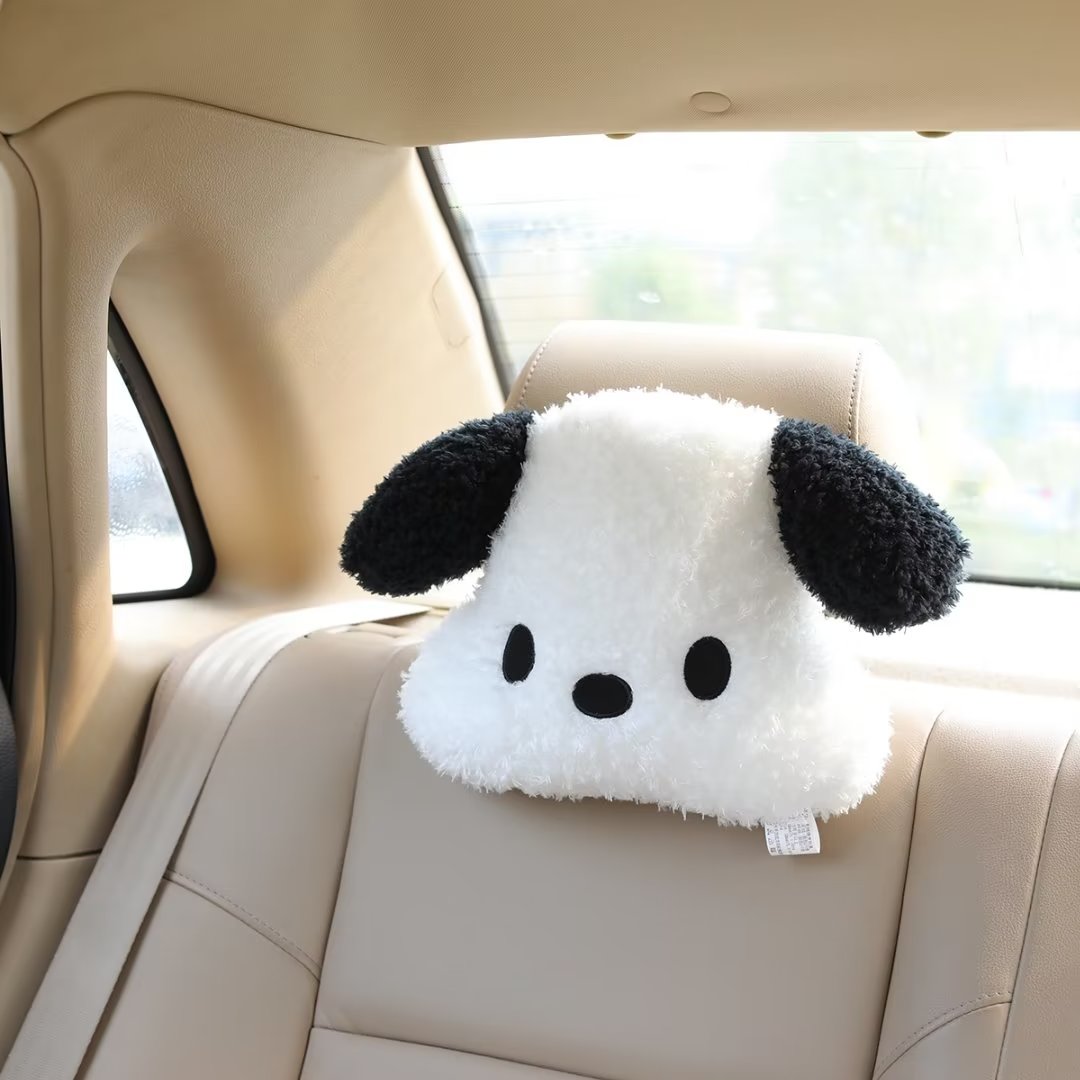 Cute Sanrio Kuromi My Melody Car Seat Pillow Pink Car Headrest Neck Pillow  And Seat Belt Cartoon Plush Head Cushion Neck Support 